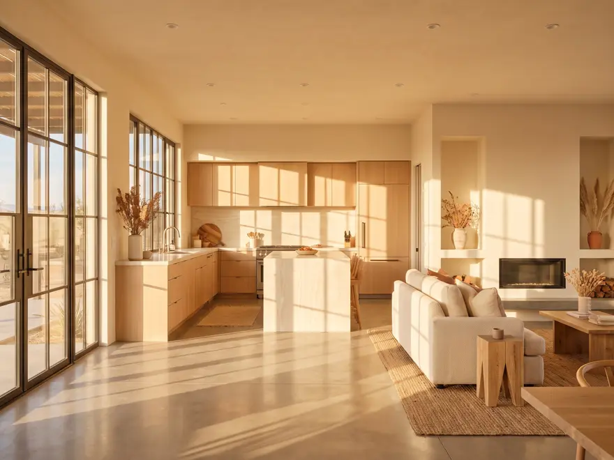 Open plan kitchen and living room