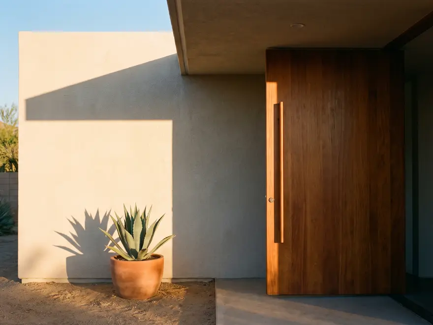 Front entry of a modern desert home
